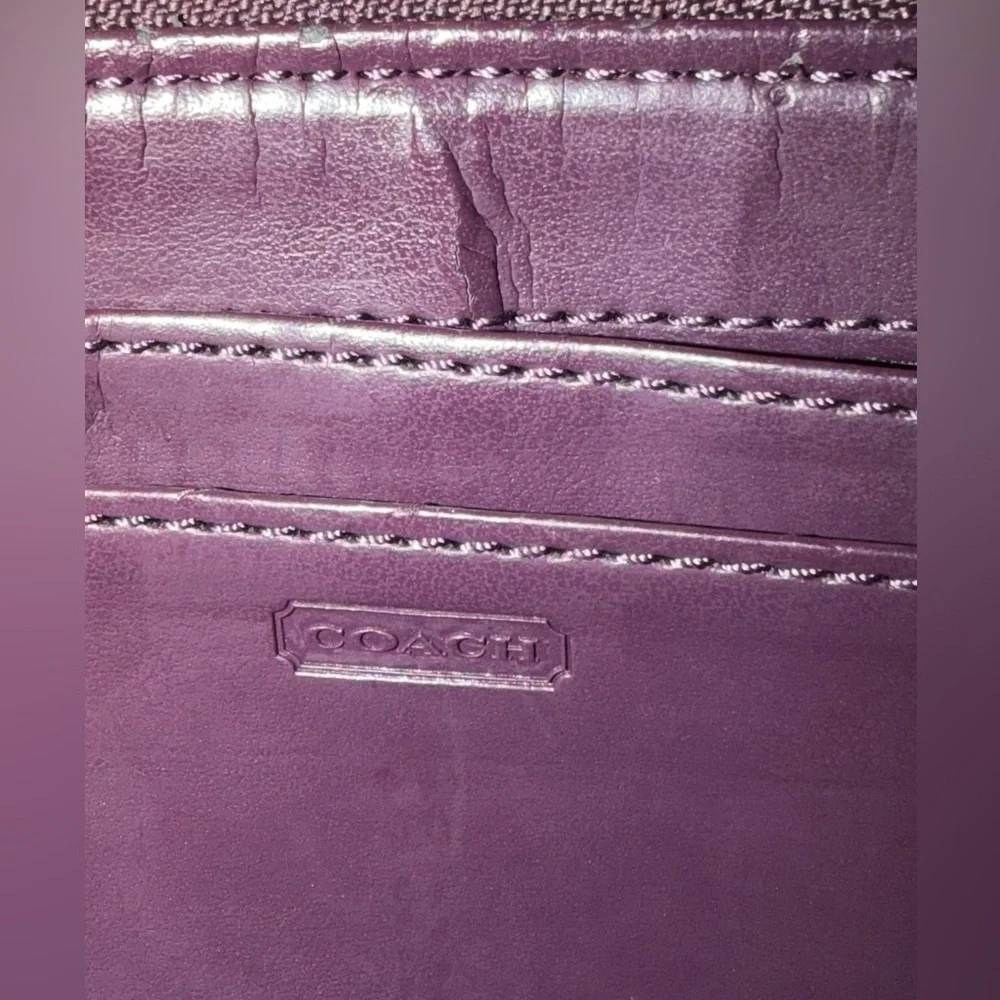 COACH Op Art Rich Purple Leather Wristlet